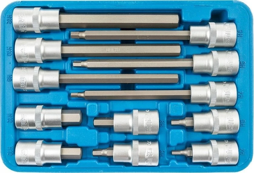 Galvučių komplektas su Hex antgaliais SATRA S-SH1212L; 1/2''; 12 vnt.