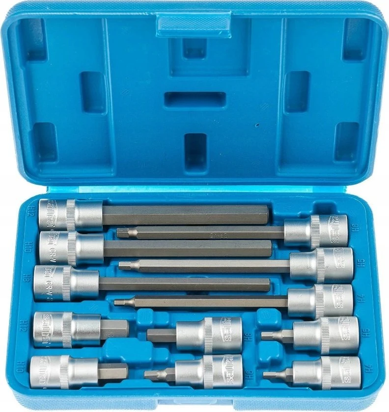 Galvučių komplektas su Hex antgaliais SATRA S-SH1212L; 1/2''; 12 vnt.