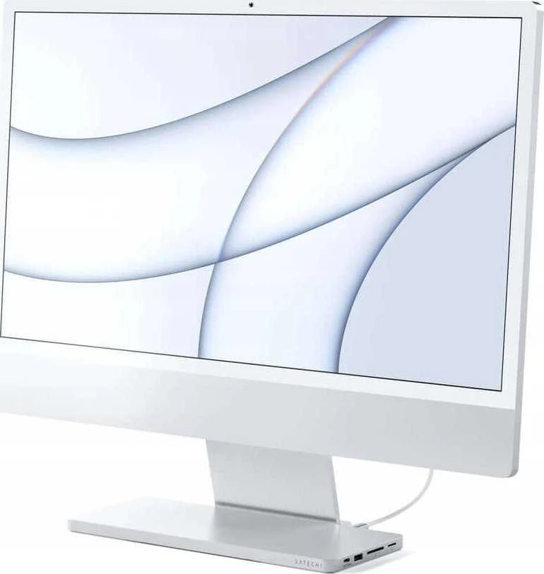 Satechi Slim Dock, skirtas iMac 24" USB-C (USB-C 10Gb, USBA-A 10Gb, 2x USB-A, mikro/SD kortelių skaitytuvas, NVMe SATA lizdas) (sidabrinė)
