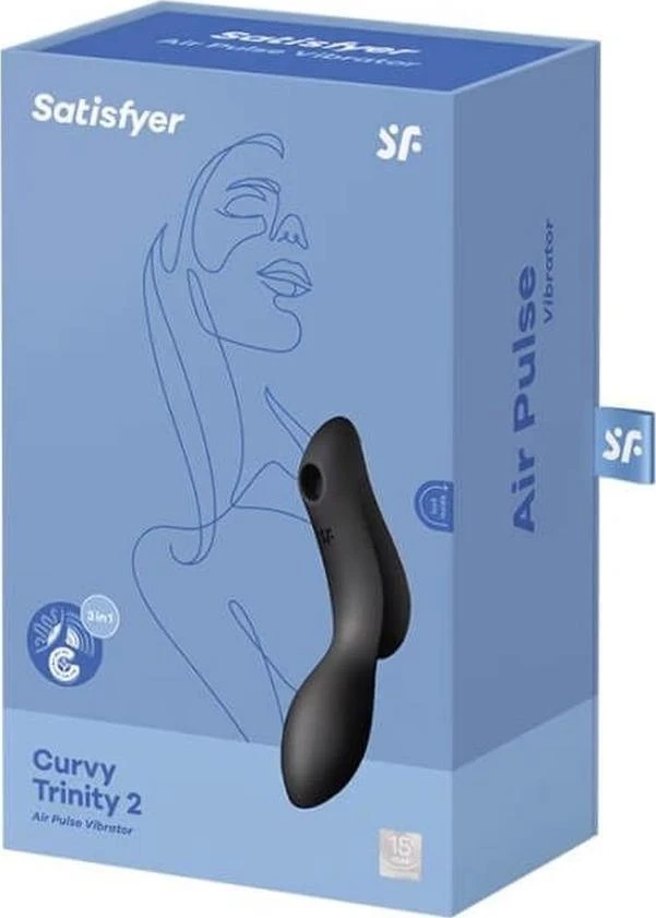Satisfyer SATISFYER_Curvy Trinity 2 oro pulsavimo vibratorius klitorio stimuliatorius su vibracijomis Juodas