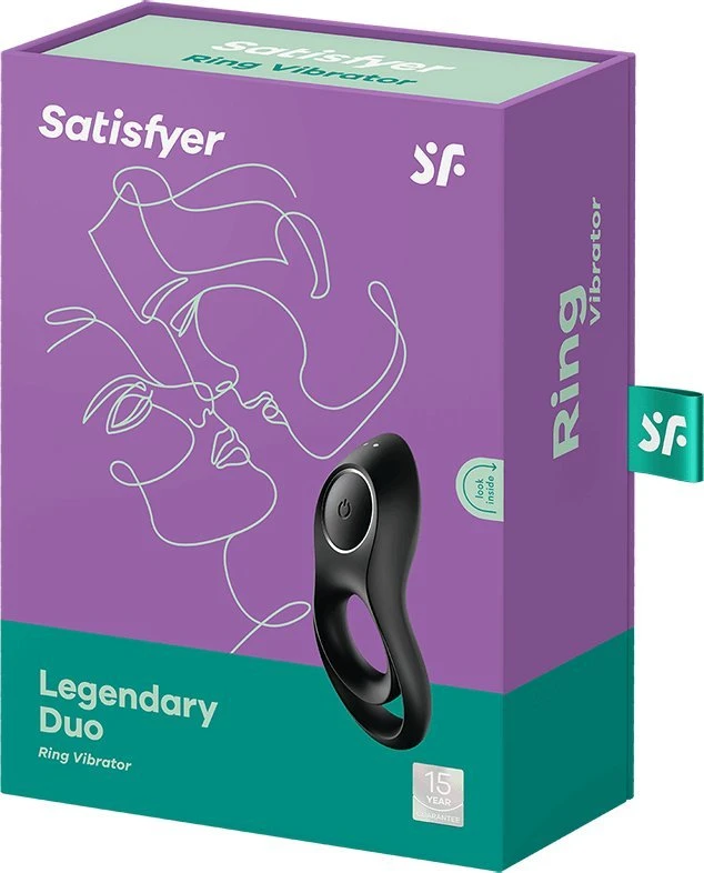 Satisfyer Legendary Duo juodas vibruojantis gaidžio žiedas