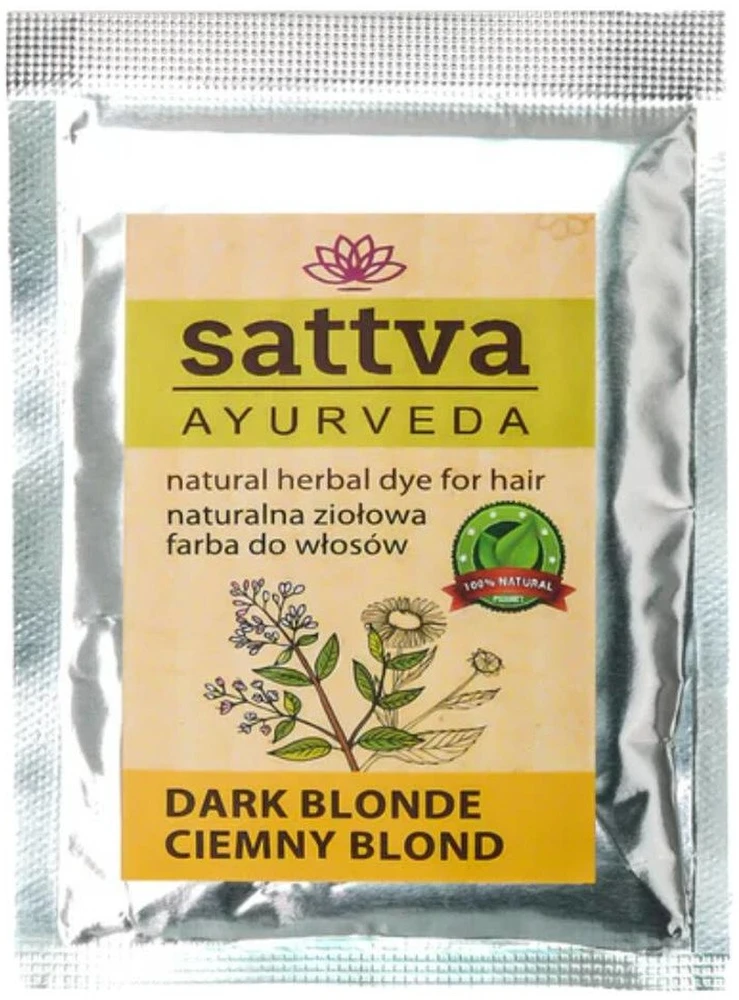 Sattva Natural Herbal Dye for Hair naturalna ziołowa farba do włosów Dark Skirtas šviesiems plaukams 10g