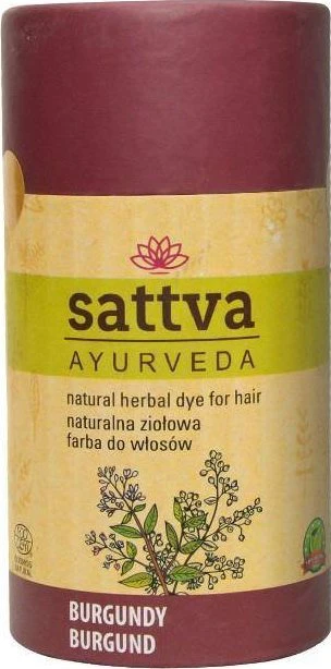 Augaliniai tamsiai raudonai violetinės spalvos plaukų dažai Burgundy, Sattva Ayurveda, 150g