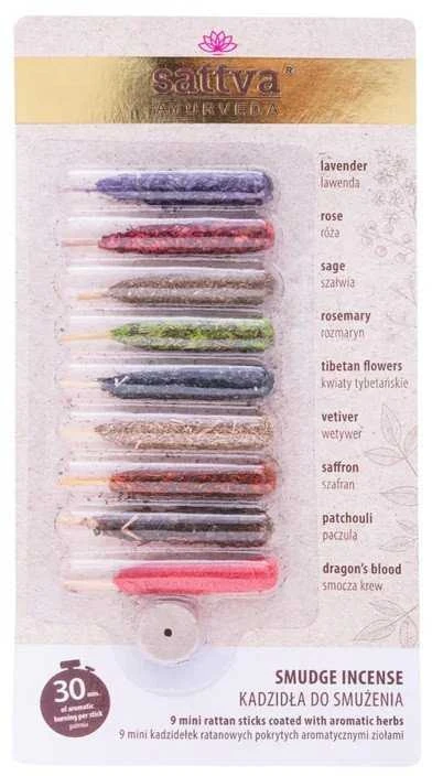 Smilkalų rinkinys Smudge, Sattva Ayurveda, 9 vnt.