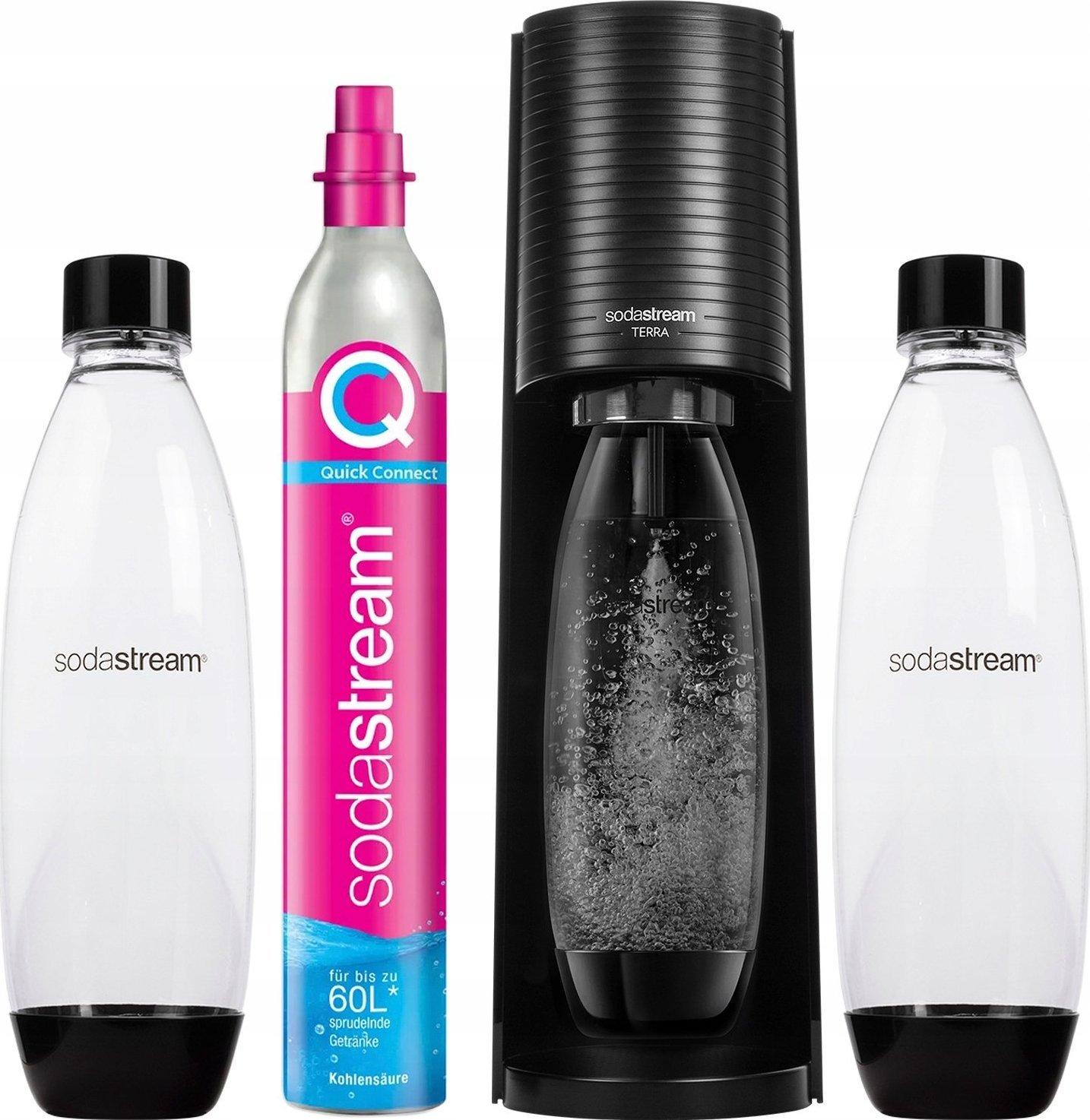 Gėrimų gaminimo aparatas SodaStream Terra juodas +2 buteliukai, modelis AGDSOASAT0014, žema