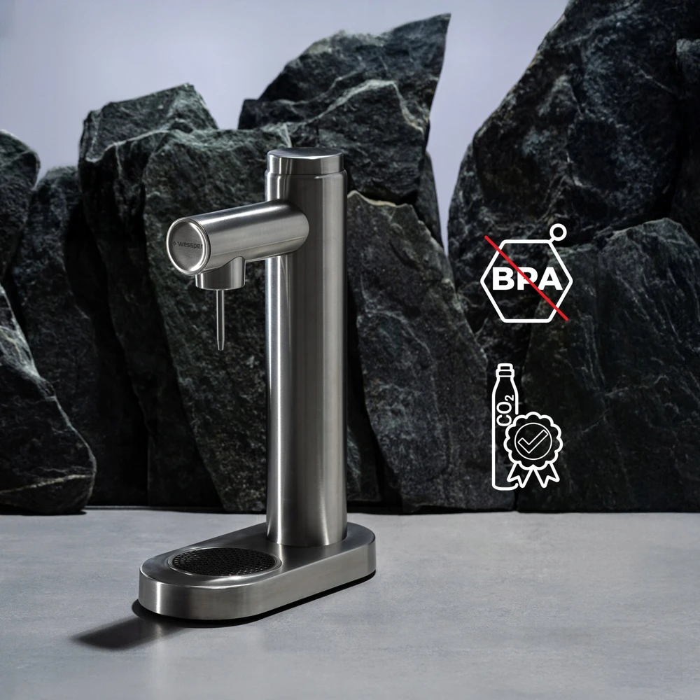 Vandens gazatorius Wessper S1 Sodamaker Inox + plieno CO2 balionas (WES082-SL)