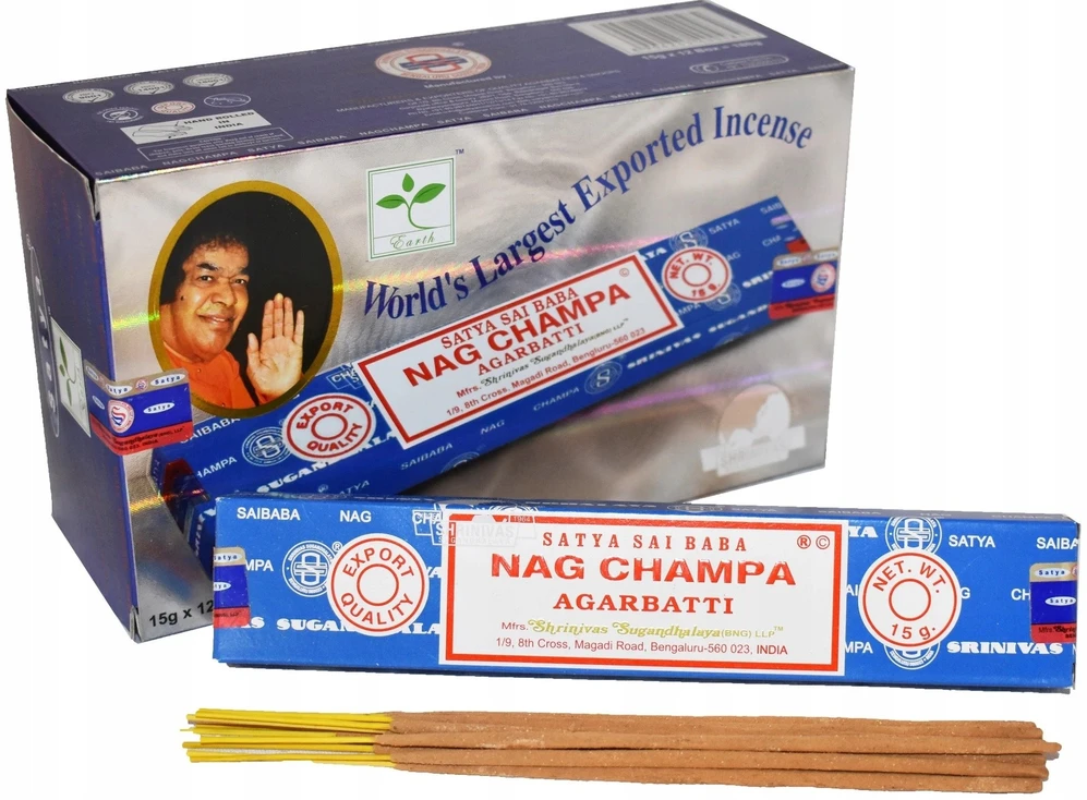 Nag Champa Satya Sai Baba Agarbatti smilkalų lazdelės, 15g