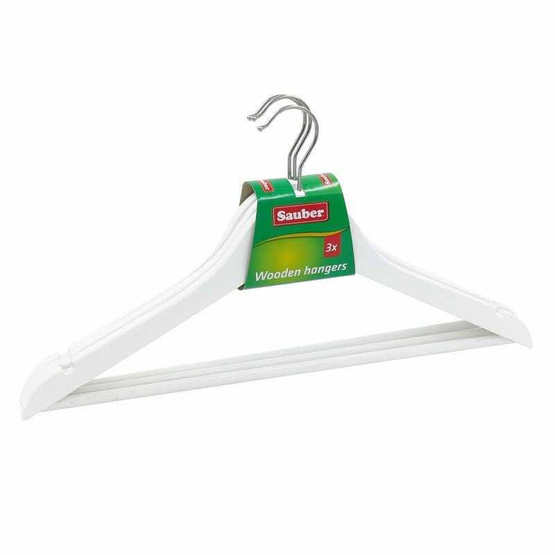 Baltos medinės pakabos drabužiams Sauber 3vnt