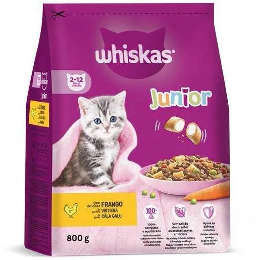Sausas kačių ėdalas WHISKAS JUNIOR su vištiena 800g