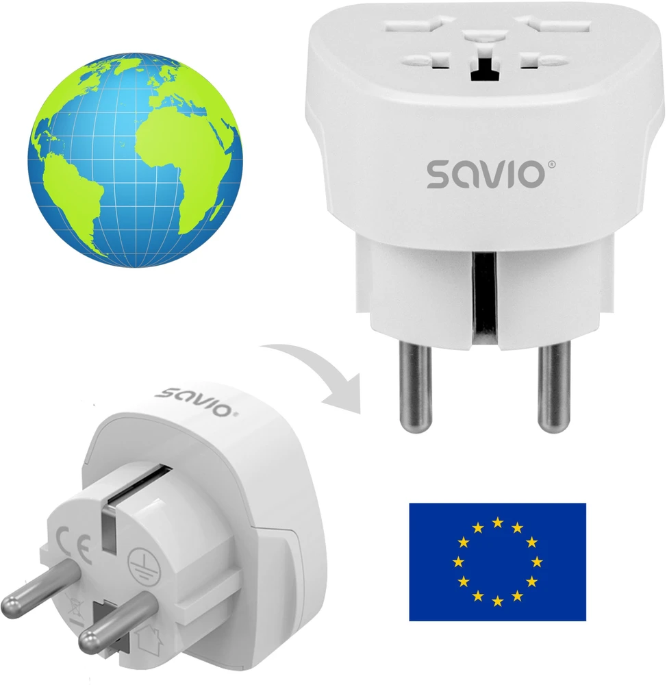 Savio AP-06 maitinimo adapteris/keitiklis Universalus 3750 W Baltas