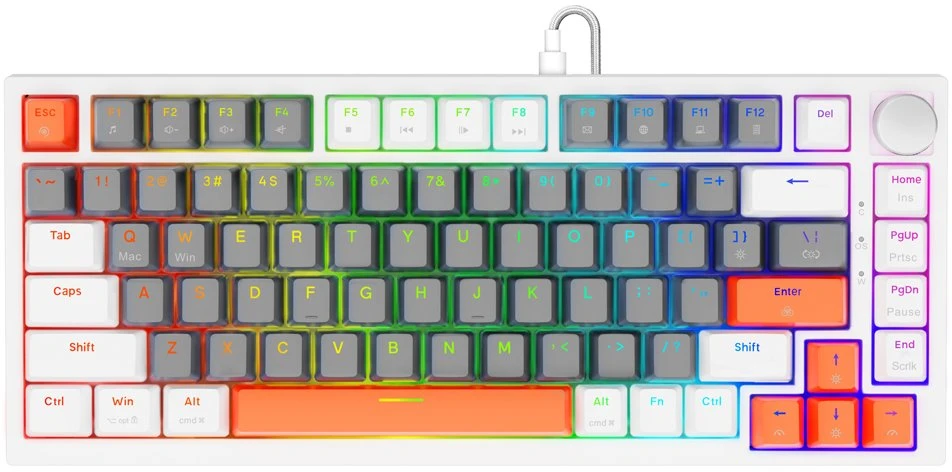 Savio ASTRAL Baltas JADE 3 COLOURS klaviatūra Gaming USB QWERTY US International