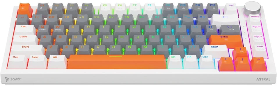 Savio ASTRAL Baltas JADE 3 COLOURS klaviatūra Gaming USB QWERTY US International