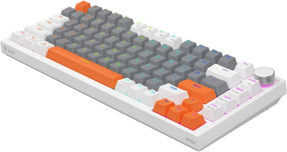 Savio ASTRAL Baltas JADE 3 COLOURS klaviatūra Gaming USB QWERTY US International