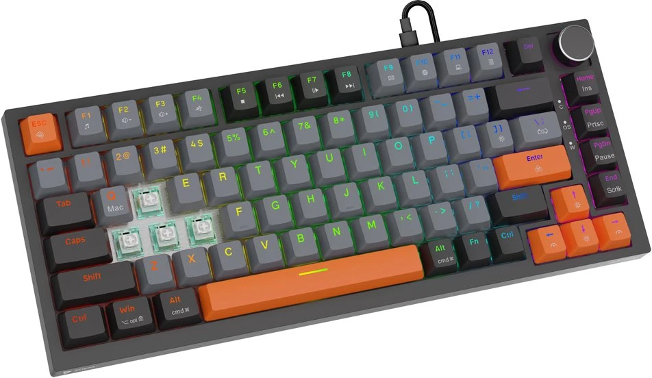 Savio ASTRAL Juodas JADE 3 COLOURS klaviatūra Gaming USB QWERTY US International