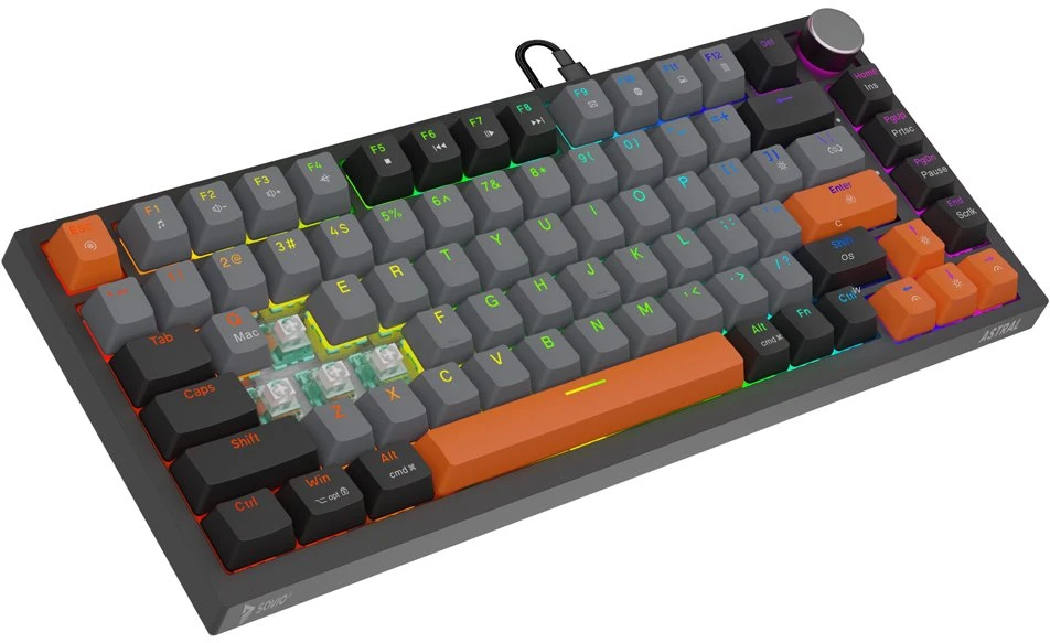 Savio ASTRAL Juodas JADE 3 COLOURS klaviatūra Gaming USB QWERTY US International