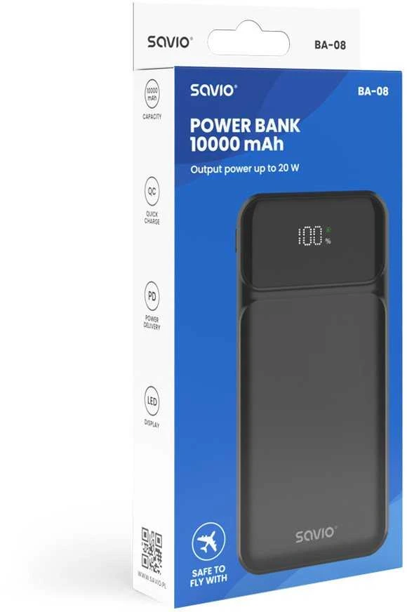 Savio BA-08 10000 mAh juoda