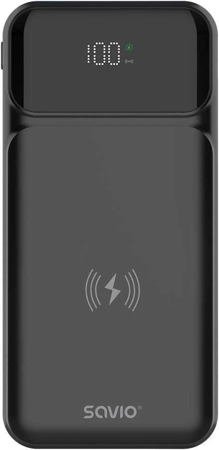 Savio BA-09 power bank Lithium Polymer (LiPo) 37 mAh Wireless charging Juodas