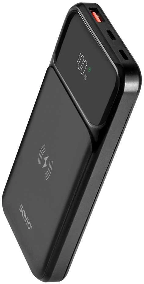 Savio BA-09 power bank Lithium Polymer (LiPo) 37 mAh Wireless charging Juodas