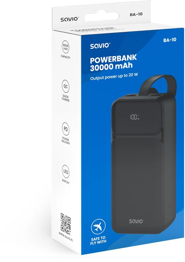 Savio BA-10 30000 mAh juoda