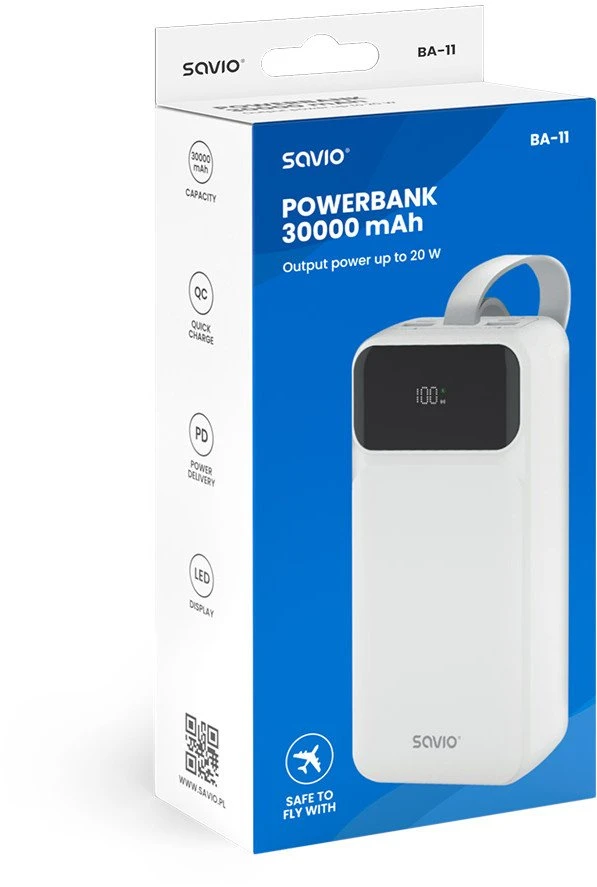 Savio BA-11 30000 mAh balta