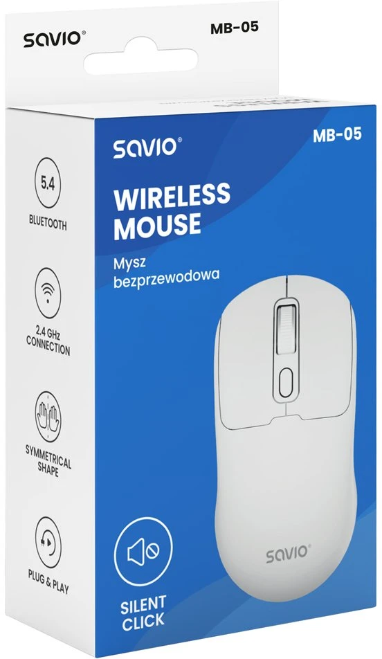 Savio MB-05 pelė Universal Ambidextrous Bluetooth 1600 DPI