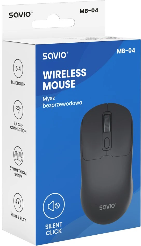 Savio MB-04 pelė Universal Ambidextrous Bluetooth IR LED 1600 DPI