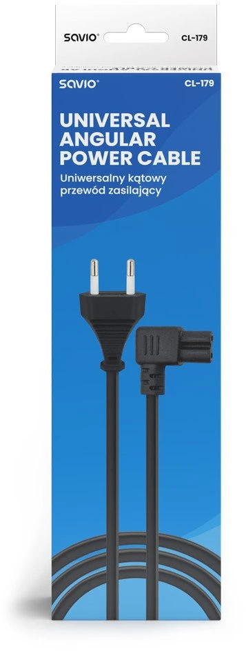 Savio maitinimo kabelis SAVIO CL-179 Maitinimo kabelis 2pin, C7 kampinis 5m