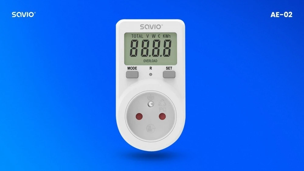 Savio Vatmetras su LCD ekranu, 16a, 3680w, ae-02