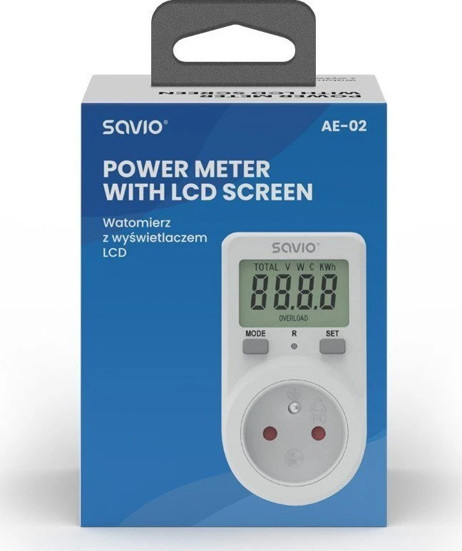 Savio Vatmetras su LCD ekranu, 16a, 3680w, ae-02