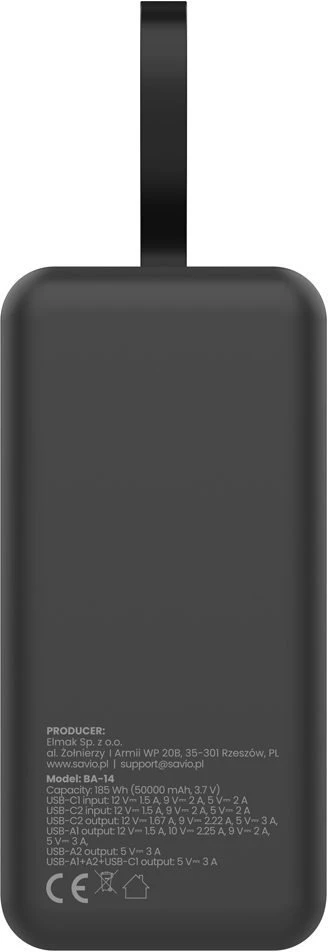 Savio Powerbank 50000 mah juoda ba-14