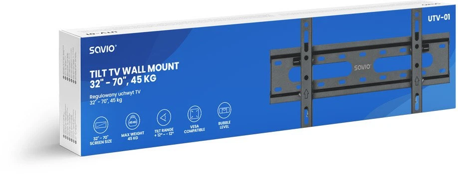 Vertical SAVIO UTV-01 televizoriaus laikiklis 32" - 70" su vertikaliais ir horizontaliais nustatymais