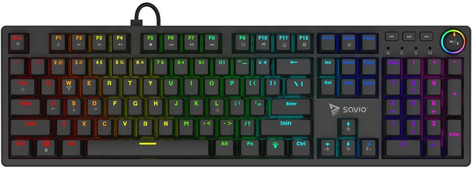 SAVIO STYX Mechaninė klaviatūra Outemu Raudona, Hot Swap, RGB