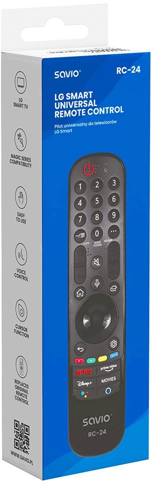 SAVIO RC-24 universalus / pakaitinis nuotolinio valdymo pultas LG televizoriams – išmaniesiems televizoriams