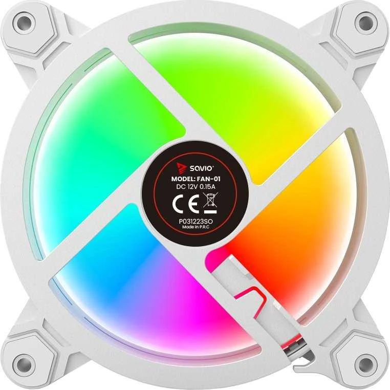 Kompiuterio Korpuso Ventiliatorius - Savio Fan-01 120 mm ARGB, Balti