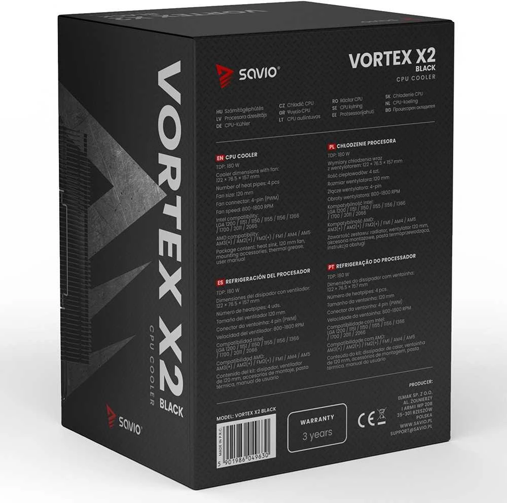 SAVIO VORTEX X2 Juodas CPU Cooler
