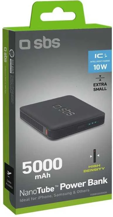 Powerbank SBS NanoTube 5000 mAh High-Density - juodos spalvos