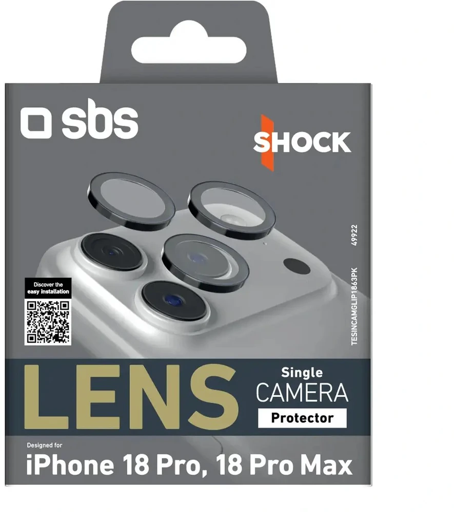 SBS vienos kameros apsauga iPhone 18 Pro / 18 Pro Max – juoda