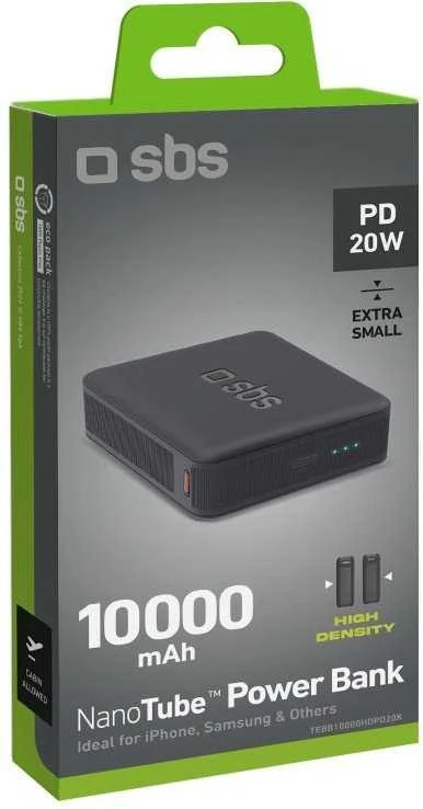 SBS 10,000 mAh power bank su Power Delivery technology juodos spalvos