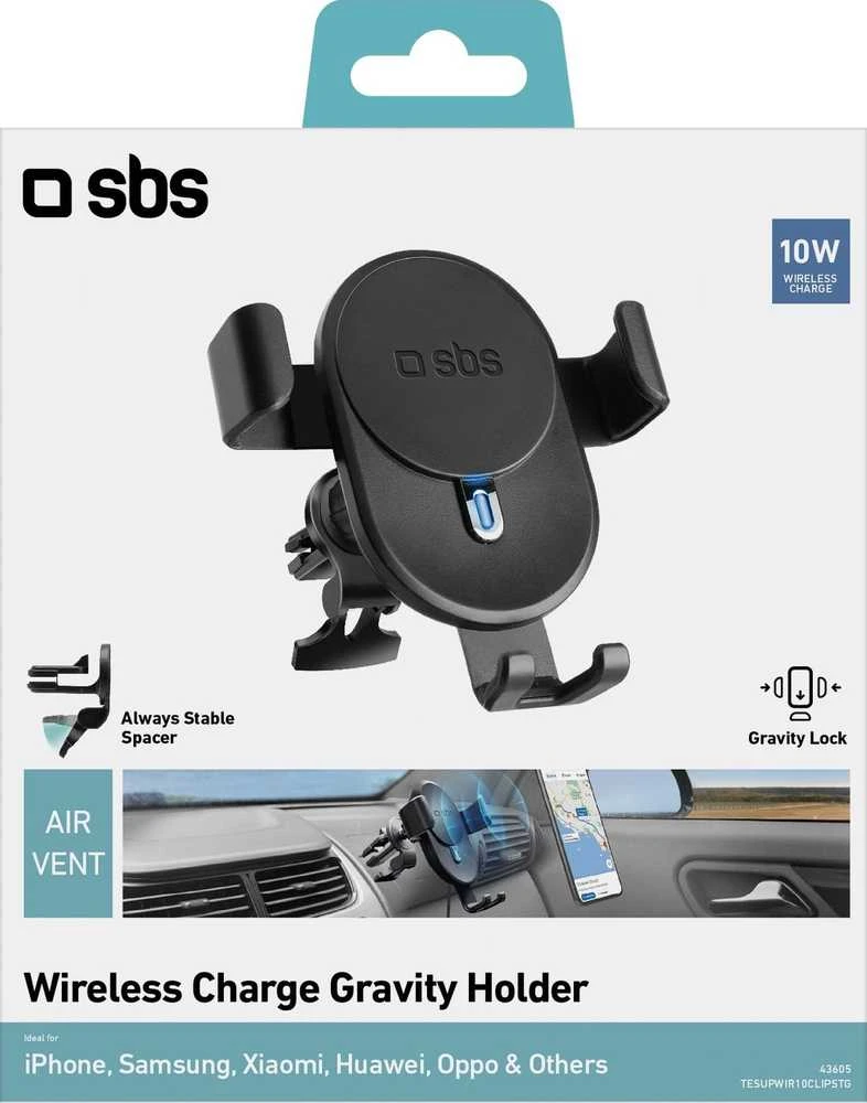 Telefono lakiklis su belaidžiu įkrovimu SBS TESUPWIR10CLIPSTG 10W – juodas
