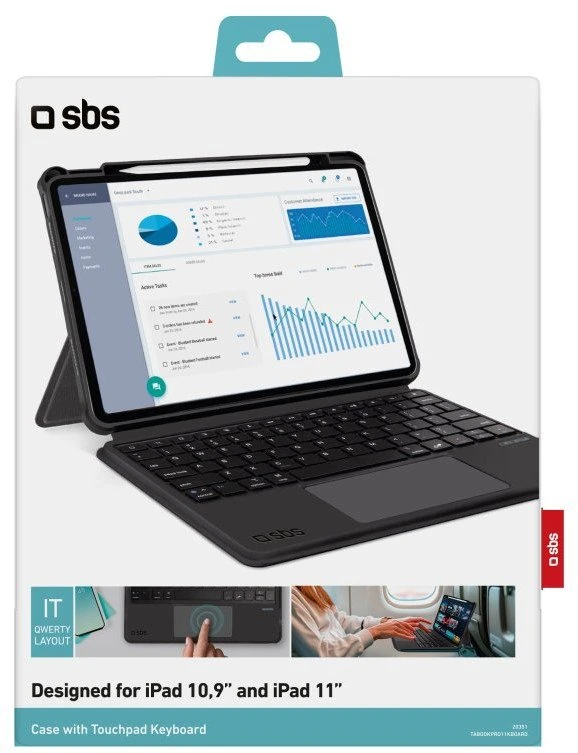 SBS belaidė klaviatūra su dėklu, skirta „iPad Air 10.9" 2020“ / „Air 10.9" 2022“ / „Air 11" 2024“ / „Pro 11" 2018“ / „Pro 11" 2022“