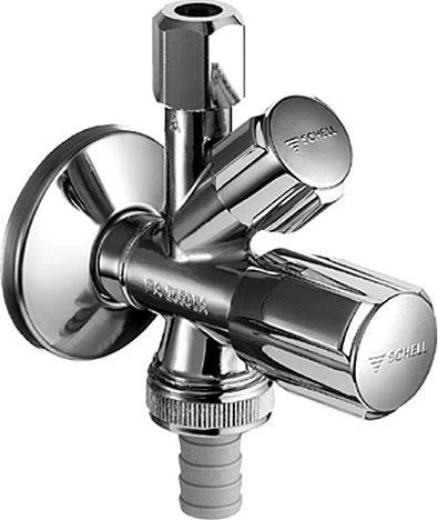 Kampinis ventilis Schell, 1/2'' x 3/8'' x 3/4'' kombinuotas