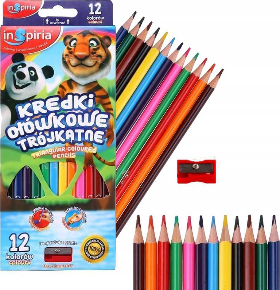 Trikampiai pieštukai 12 spalvų - InSpiria