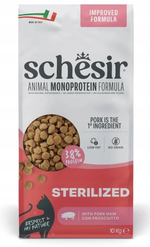 SCHESIR Animal Mono Protein Formula Sterilized pork ham – sausas pašaras katei – 10 kg