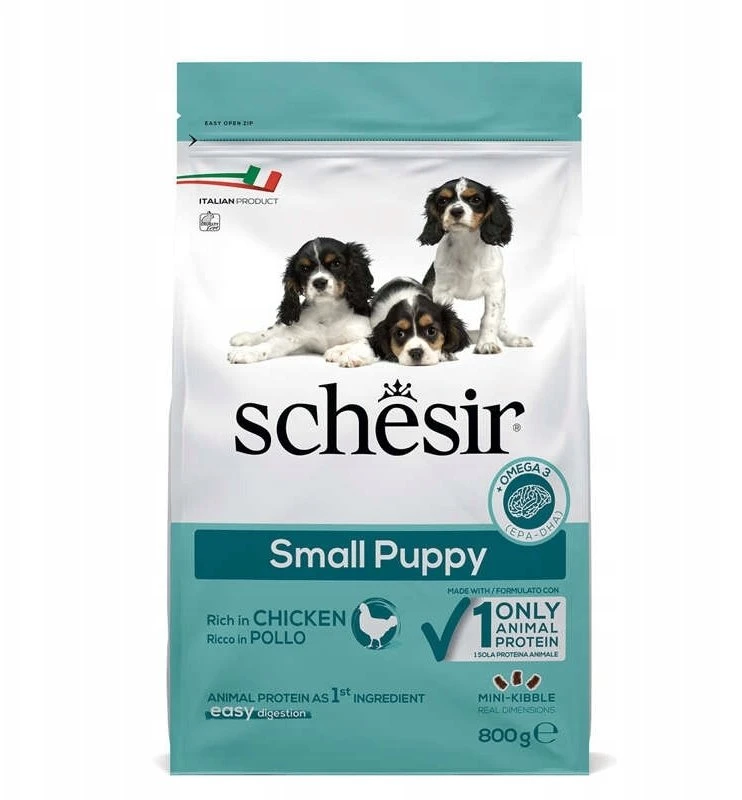 Schesir Original, sausas maistas, dla szczenią, vištiena, 800g, maišelis, dla małych ras
