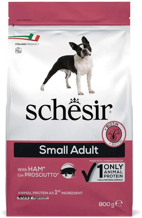 Schesir Original, sausas maistas, šuniui, szynka, 800g, maišelis, suagusiems malych ras