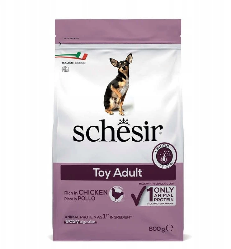 Schesir Original, sausas maistas, šuniui, vištiena, 800g, maišelis, suagusiems ras miniaturowych