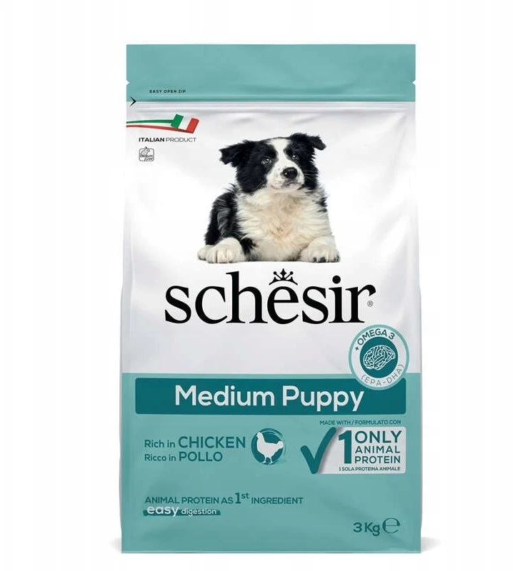 Schesir Original, sausas maistas, šuniukams, vištiena, 3kg, maišelis, dla vidutinio dydžio veislėms