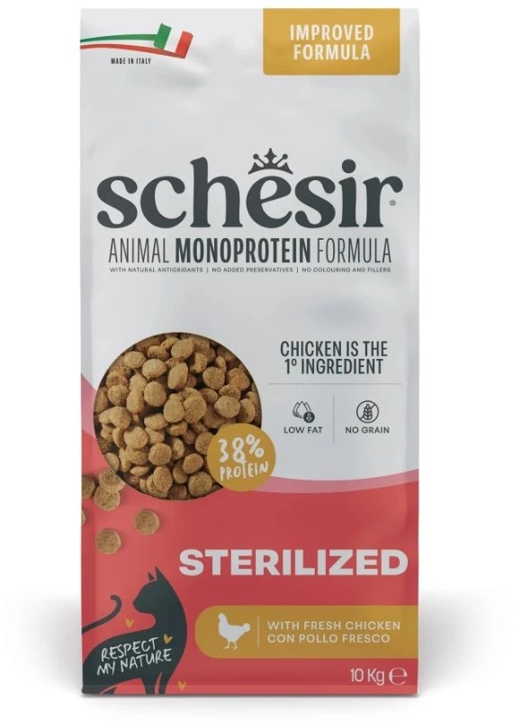SCHESIR Animal Mono Protein Formula Sterilized vištiena – sausas pašaras katei – 10 kg