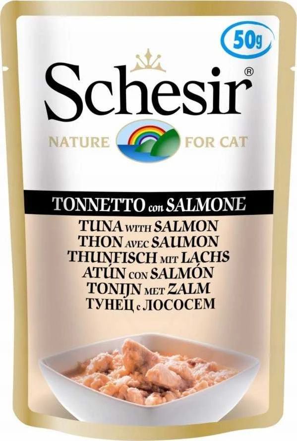 Agras Pet Foods Drėgnas Kačių Maistas - Schesir Želė Su Tunu Ir Lašiša 50 g