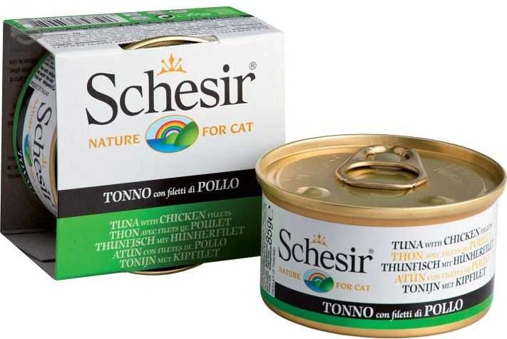 SCHESIR Tunas su vištiena drebučiuose - šlapias kačių ėdalas - 85 g